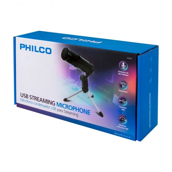 Micrófono Studio Usb Con Tripode Philco